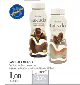 Supermercados Plaza PASCUAL LATEADO Bebida lactea cremosa cacao africano, o café arábica oferta