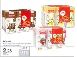Supermercados Plaza PASCUAL Batidos de chocolate, fresa o vainilla oferta