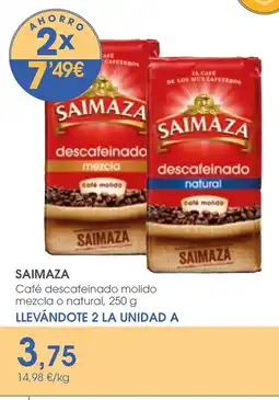 Supermercados Plaza SAIMAZA Café descafeinado molido mezcla o natural oferta