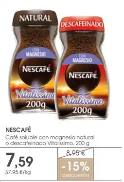 Supermercados Plaza NESCAFÉ Café soluble con magnesio natural o descafeinado Vitalissimo oferta