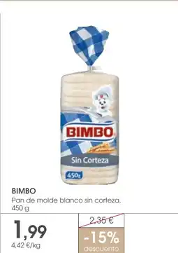 Supermercados Plaza BIMBO Pan de molde blanco sin corteza oferta