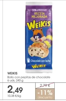 Supermercados Plaza WEWEIKIS Bollo con pepitas de chocolate oferta