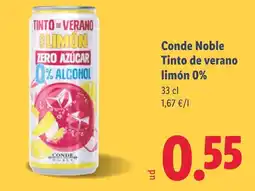 Lidl Conde Noble Tinto de verano limón 0% oferta