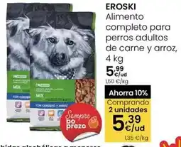 Eroski Eroski - alimento completo para perros adultos de carne y arroz oferta