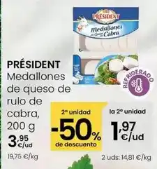 Eroski Président - medallones de queso de rulo de cabra oferta