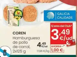 Eroski Coren - hamburguesa de pollo de corral oferta