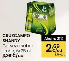 Eroski Cruzcampo shandy - cerveza sabor limon oferta