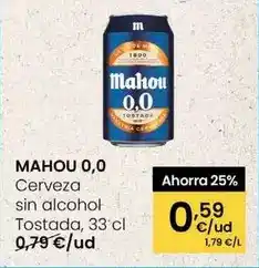Eroski Mahou - 0,0 cerveza sin alcohol tostada oferta