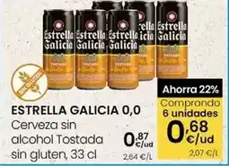 Eroski Estrella galicia - cerveza sin alcohol tostada sin gluten 0,0 oferta