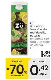 Eroski Zu - limonada con lima y un toque de menta oferta