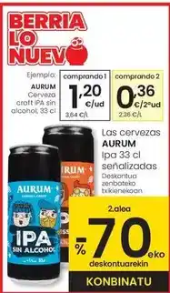 Eroski Aurum - cerveza craft ipa sin alcohol oferta