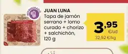 Autoservicios Familia Juan luna - tapa de jamon serrano + lomo curado + chorizo + salchichon oferta
