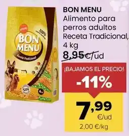 Autoservicios Familia Bon menu - alimento para perros adultos receta tradicional oferta