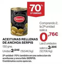 Hipercor Serpis - aceitunas rellenas de anchoa oferta
