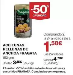 Hipercor Fragata - aceitunas rellenas de anchoa oferta