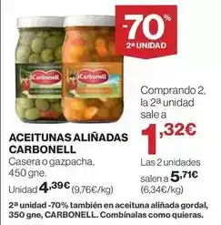 Hipercor Carbonell - aceitunas aliñadas oferta