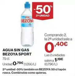 Hipercor Bezoya - agua sin gas sport oferta