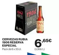 Hipercor 1906 - cervezas rubia reserva especial oferta