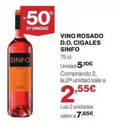 Hipercor Sinfo - vino rosado d.o. cigales oferta