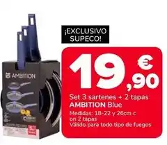 Supeco Ambition - set 3 sartenes + 2 tapas blue oferta