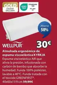 JYSK Wellpur - almohada ergonomica de espuma viscoelastica kyrguja oferta