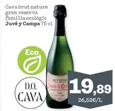 Sorli Juvé y camps - cava brut nature gran reserva familia ecologic oferta