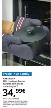 IKEA Vardagen - olla con tapa, hierro fundido esmaltado mate/negro oferta