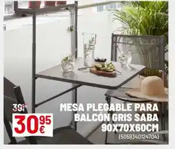 Brico Depôt Mesa plegable para balcon gris saba 90x70x60cm oferta