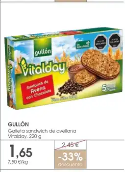 Supermercados Plaza GULLÓN Galleta sandwich de avellana Vitalday oferta