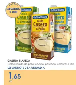 Supermercados Plaza GALINA BLANCA Caldo liquido de pollo, cocido, pescado, verduras oferta