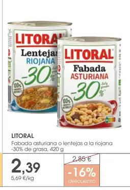 Supermercados Plaza LITORAL Fabada asturiana o lentejas a la riojana oferta