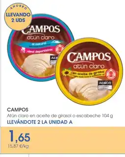 Supermercados Plaza CAMPOS Atún claro en aceite de girasol o escabeche oferta