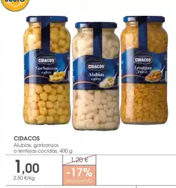 Supermercados Plaza CIDACOS Garbanzos extra o lentejas cocidas oferta