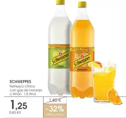 Supermercados Plaza SCHWEPPES Refresco cítrico con gas de naranja o limón oferta