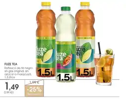 Supermercados Plaza FUZE TEA Refresco de té negro sin gas original, sin azúcar o maracuyá oferta