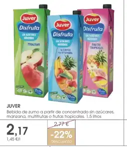 Supermercados Plaza JUVER Bebida de zumo a partir de concentrado sin azúcares, manzana, multifrutas o frutas tropicales oferta