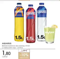 Supermercados Plaza AQUARIUS Bebida isotónica de naranja, limón o melocotón rojo oferta
