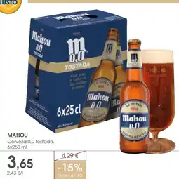 Supermercados Plaza MAHOU Cerveza 0,0 tostada oferta