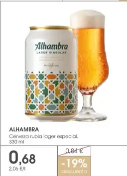 Supermercados Plaza ALHAMBRA Cerveza rubia lager especial oferta
