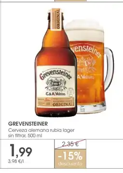 Supermercados Plaza GREVENSTEINER Cerveza alemana rubia lager oferta