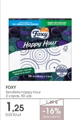 Supermercados Plaza FOXY Servilleta happy hour 2 capas oferta