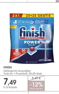 Supermercados Plaza FINISH Detergente lavavajillas Todo en 1 Powerball, 25+25 dosis oferta