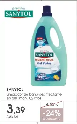 Supermercados Plaza SANYTOL Limpiador de baño desinfectante en gel limón oferta