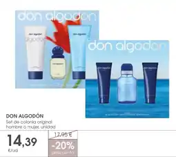 Supermercados Plaza DON ALGODÓN Set de colonia original hombre o mujer, unidad oferta