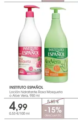 Supermercados Plaza INSTITUTO ESPAÑOL Loción hidratante Rosa Mosqueta o Aloe Vera oferta