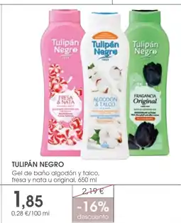 Supermercados Plaza TULIPÁN NEGRO Gel de baño algodón y talco, fresa y nata u original oferta