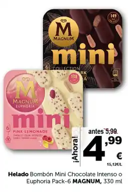 Masymas MAGNUM Helado Bombón Mini Chocolate Intenso o Euphoria Pack-6 oferta