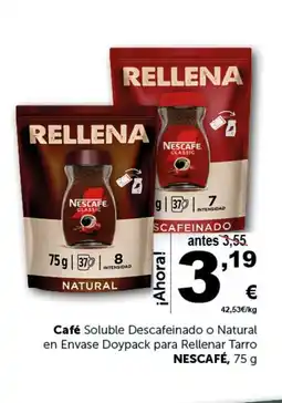 Masymas NESCAFÉ Café Soluble Descafeinado o Natural en Envase Doypack para Rellenar Tarro oferta
