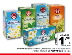 Masymas POMPADOUR Infusión Manzana con Menta, Manzanilla Anís, Manzanilla, Poleo Menta o Tila Pack-25 oferta