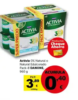 Masymas DANONE Activia 0% Natural o Natural Edulcorado Pack-8 oferta